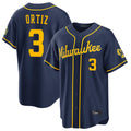 M.Brewers #3 Joey Ortiz Player Navy Home Stadium Game Ddoa Stitched Jerseys