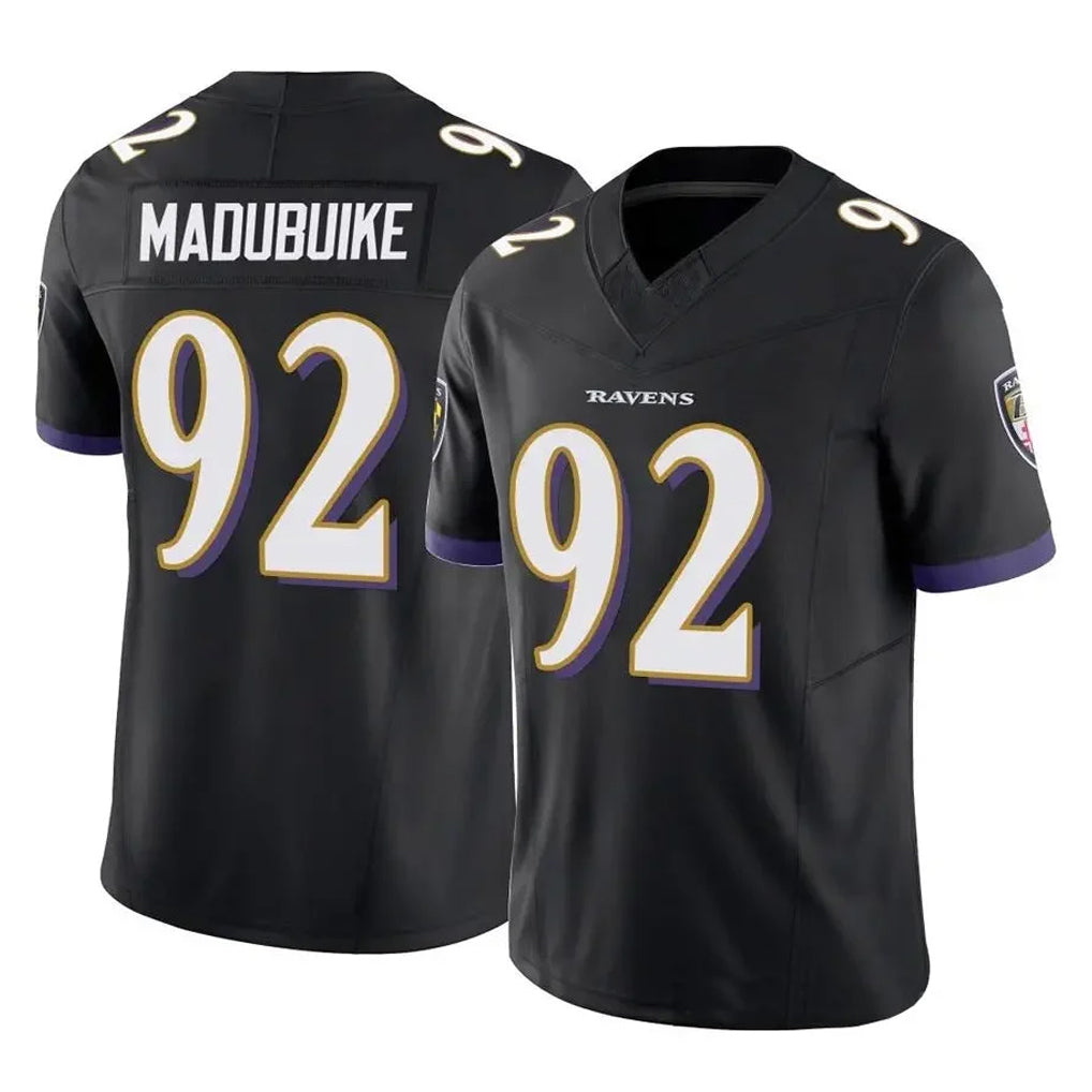B.Ravens #92 Nnamdi Madubuike Player Black Vapor F.U.S.E. Limited Ddoa Stitched Jerseys