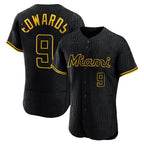 M.Marlins #9 Xavier Edwards Player Black Snake Skin City Home Limited Elite Ddoa Stitched Jerseys