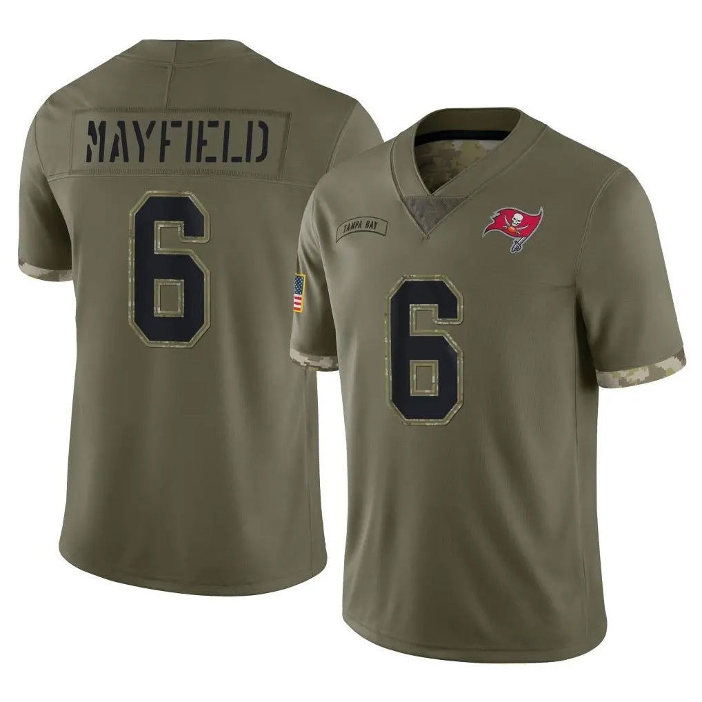 TB.Buccaneers #6 Baker Mayfield Player Olive Limited Salute To Service Home Game Ddoa Stitched Jerseys