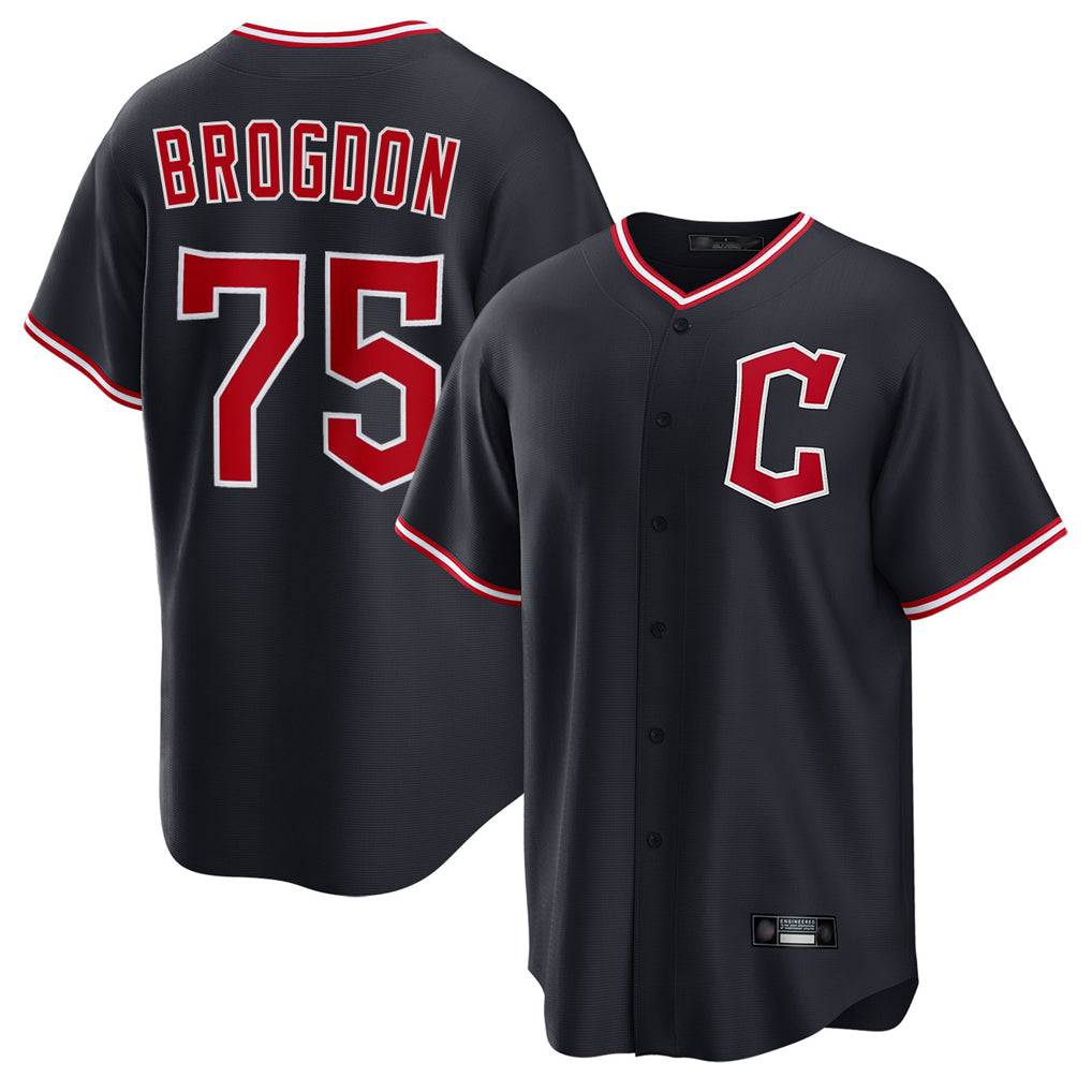 C.Guardians #75 Connor Brogdon Player Navy Home Game Ddoa Stitched Jerseys