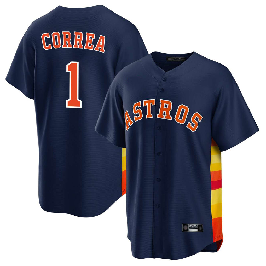 H.Astros #1 Carlos Correa Player Navy Home Game Ddoa Stitched Jerseys