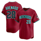 A.Diamondbacks #28 Nolan Arenado Player Red Limited Home Game Ddoa Stitched Jerseys