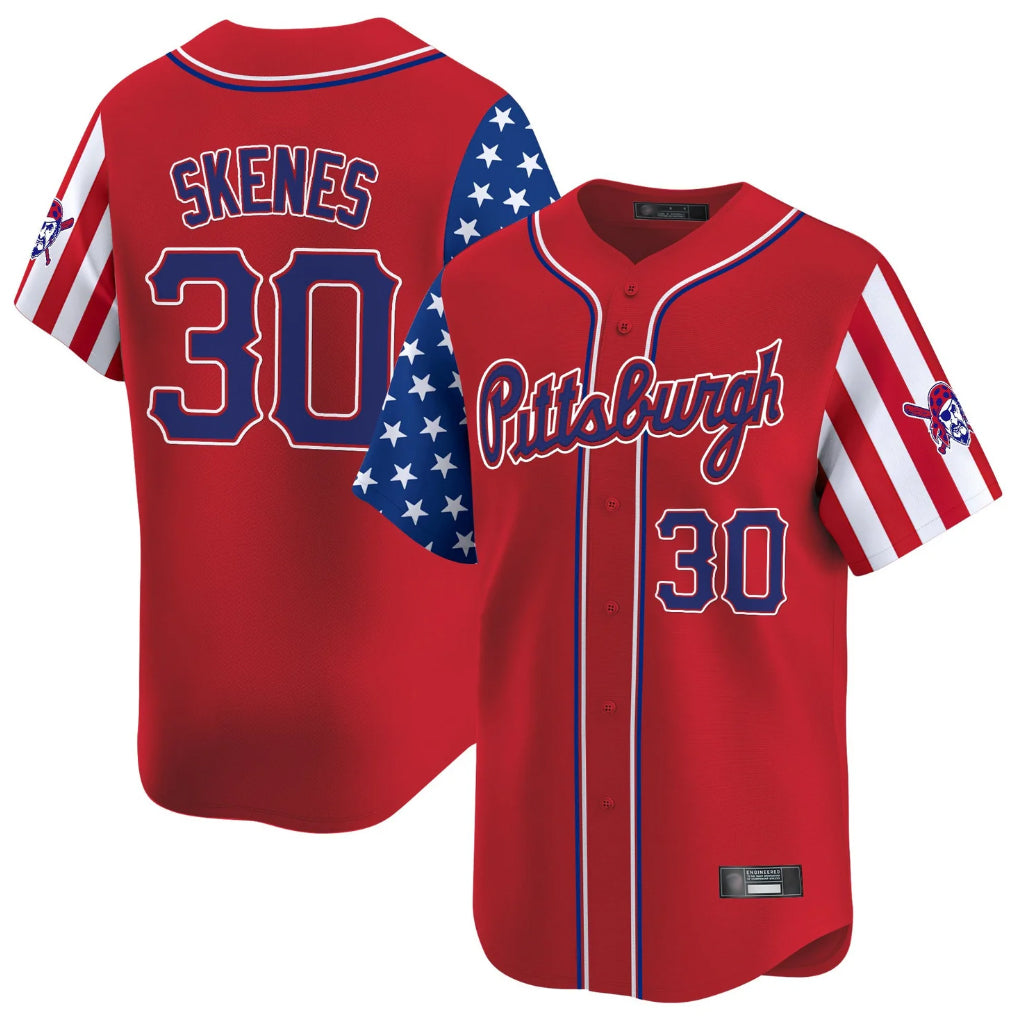 P.Pirates #30 Paul Skenes Player Red 2025 Independence Day Vapor Premier Limited Ddoa Stitched Jerseys