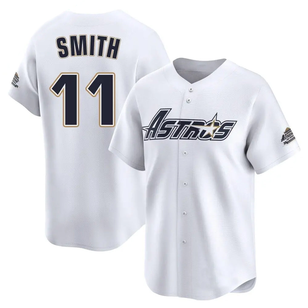 H.Astros #11 Cam Smith Player White Throwback Cooperstown Collection Limited Ddoa Stitched Jerseys