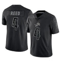D.Lions #4 D.J. Reed Player Black Reflective Limited Home Game Ddoa Stitched Jerseys
