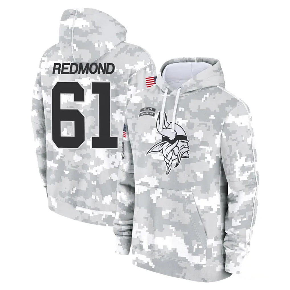 MN.Vikings #61 Jalen Redmond Player Arctic Camo Salute to Service Pullover Hoodies Limited Game Ddoa Stitched Jerseys
