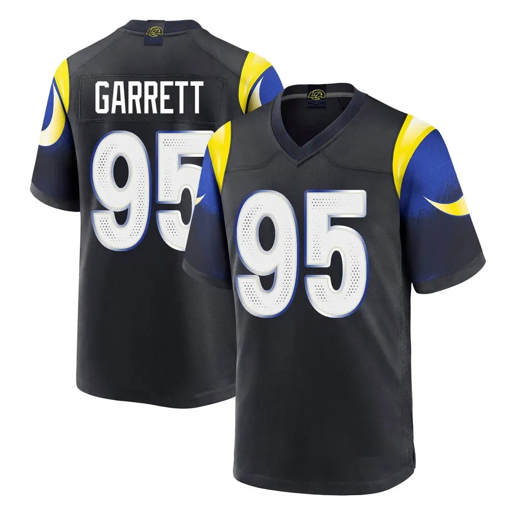 LA.Rams #95 Myles Garrett Player Black Midnight Rivalries Collection Home Game Ddoa Stitched Jerseys