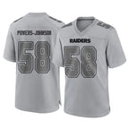 LV.Raiders #58 Jackson Powers-Johnson Player Gray Atmosphere Fashion Limited Game Ddoa Stitched Jerseys