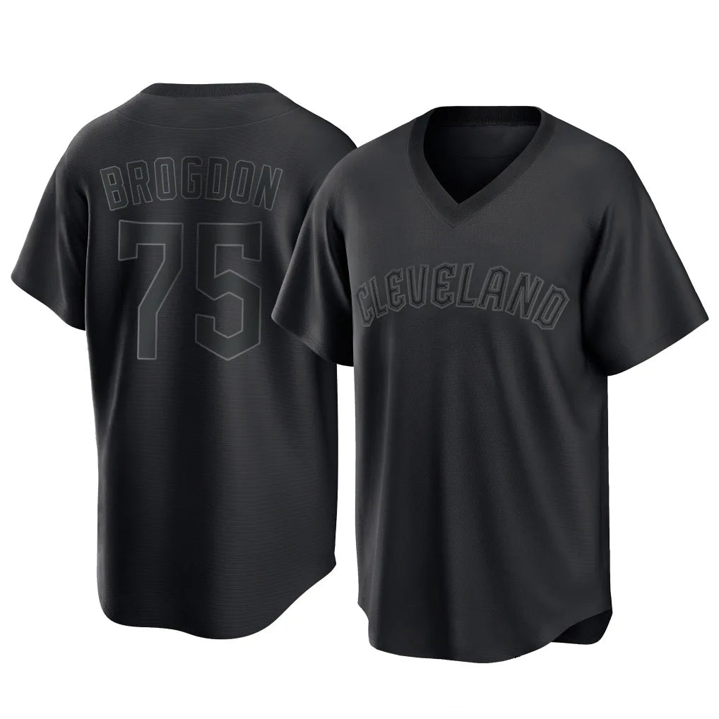 C.Guardians #75 Connor Brogdon Player Black T-shirt Home Game Ddoa Stitched Jerseys