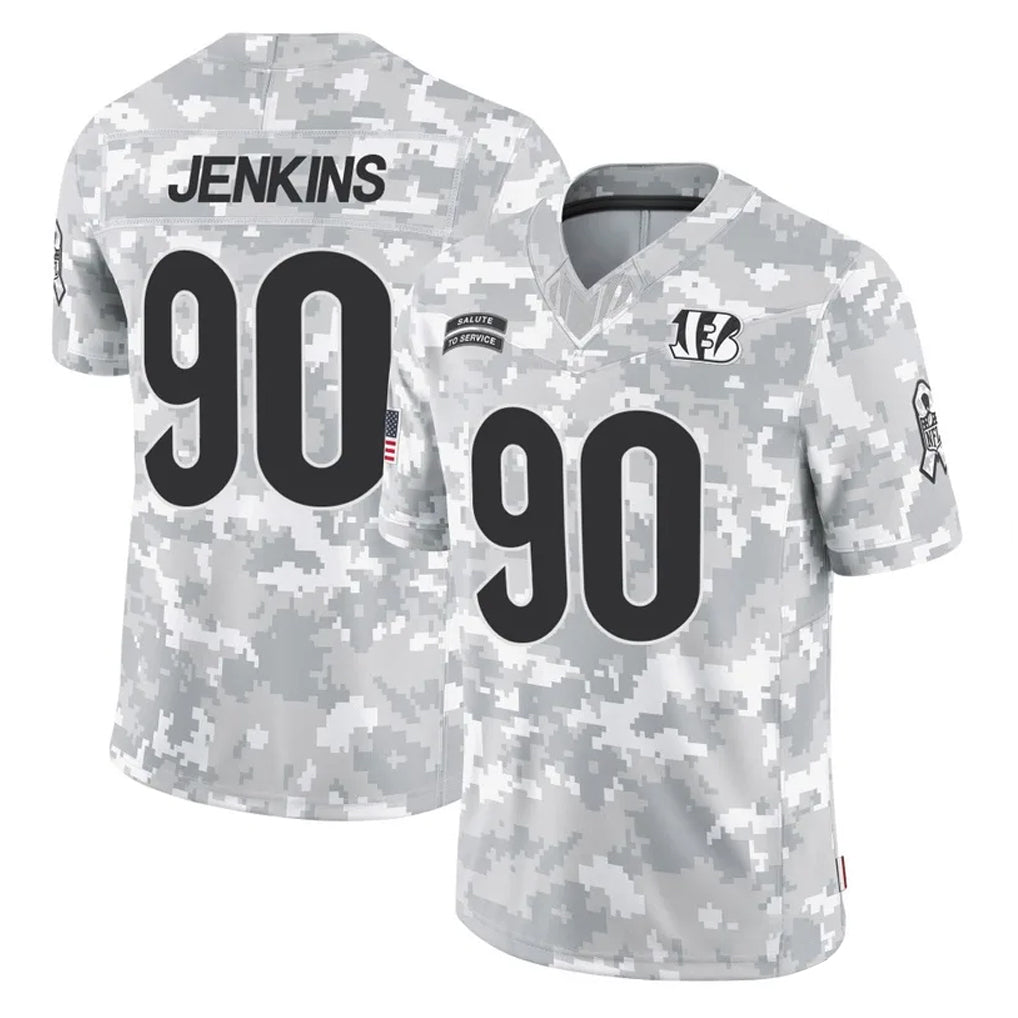 C.Bengals #90 Kris Jenkins Jr Player Arctic Camo Salute to Service Limited Ddoa Stitched Jerseys
