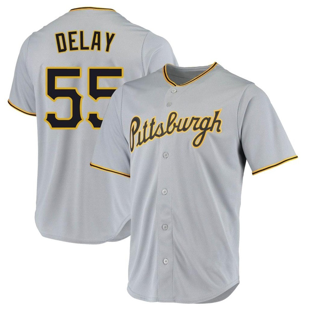 P.Pirates #55 Jason Delay Player Gray Road Home Game Ddoa Stitched Jerseys