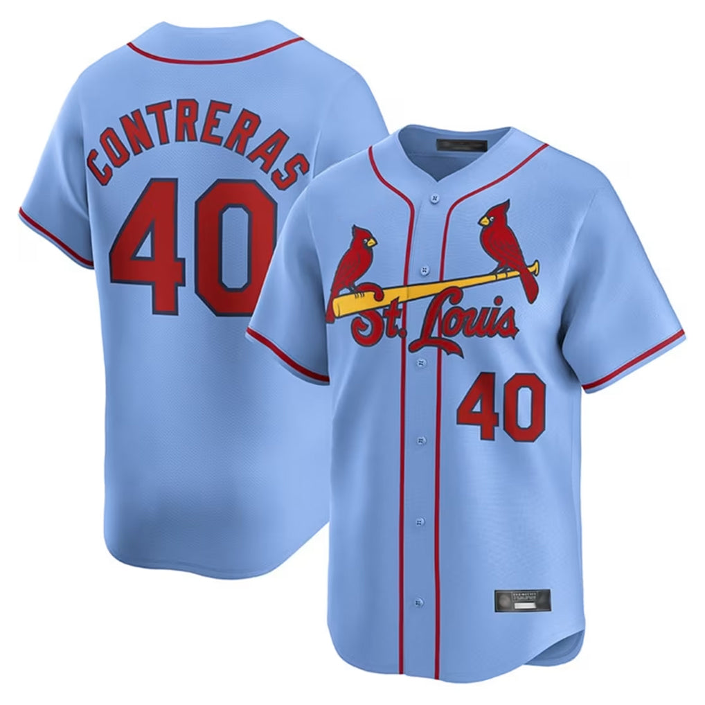 St. Louis Cardinals #40 Willson Contreras Player Light Blue Home Limited Ddoa Stitched Jerseys