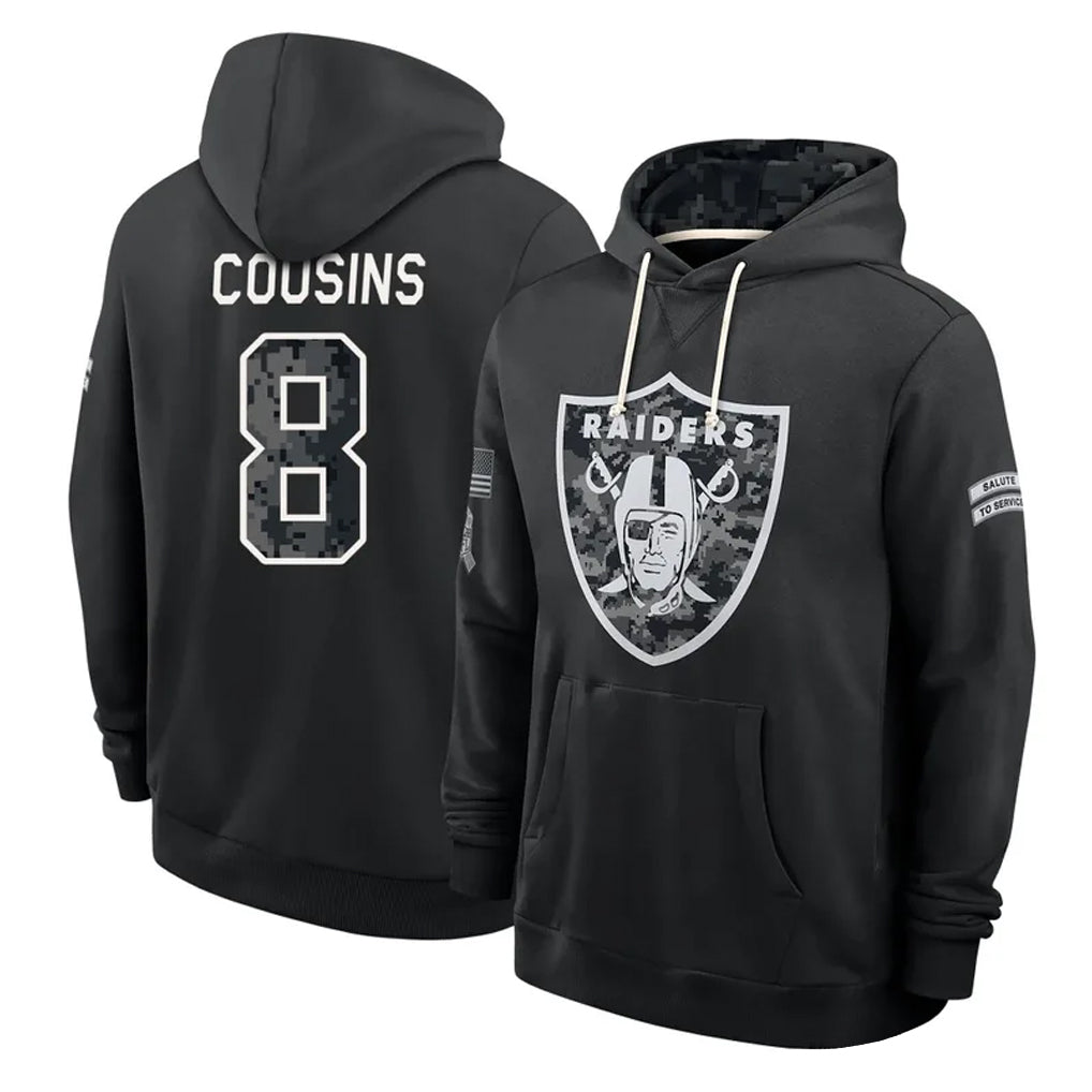 LV.Raiders #8 Kirk Cousins Player 2026 Black Logo Pullover Hoodies Limited Game Stitched Jerseys