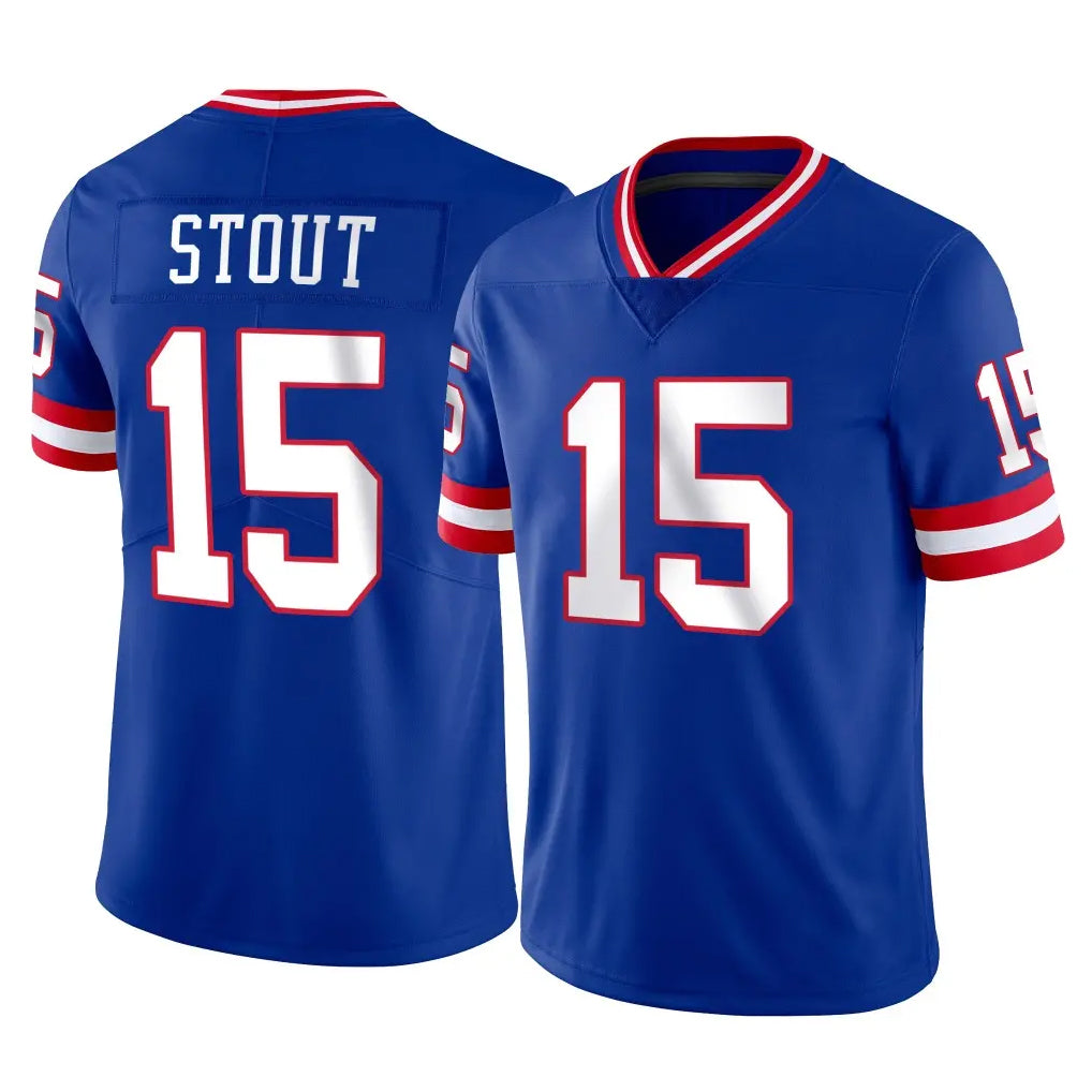 NY.Giants #15 Jordan Stout Player Royal Classic Vapor Home Game Ddoa Stitched Jerseys