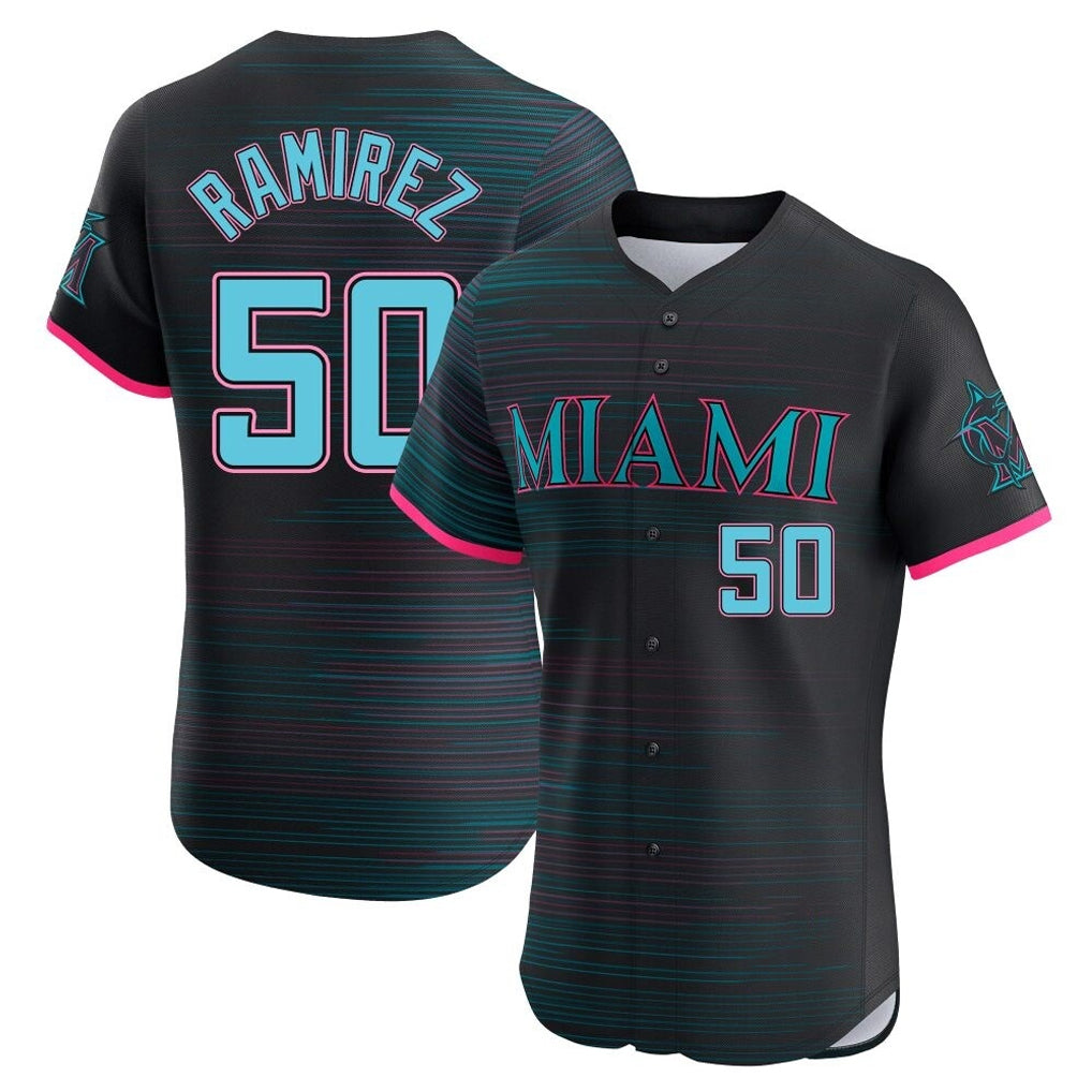 M.Marlins #50 Agustin Ramirez Player Black City Connect Home Limited Elite Ddoa Stitched Jerseys