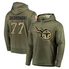 T.Titans #77 Peter Skoronski Player Olive Salute to Service Pullover Hoodies Home Game Ddoa Stitched Jerseys