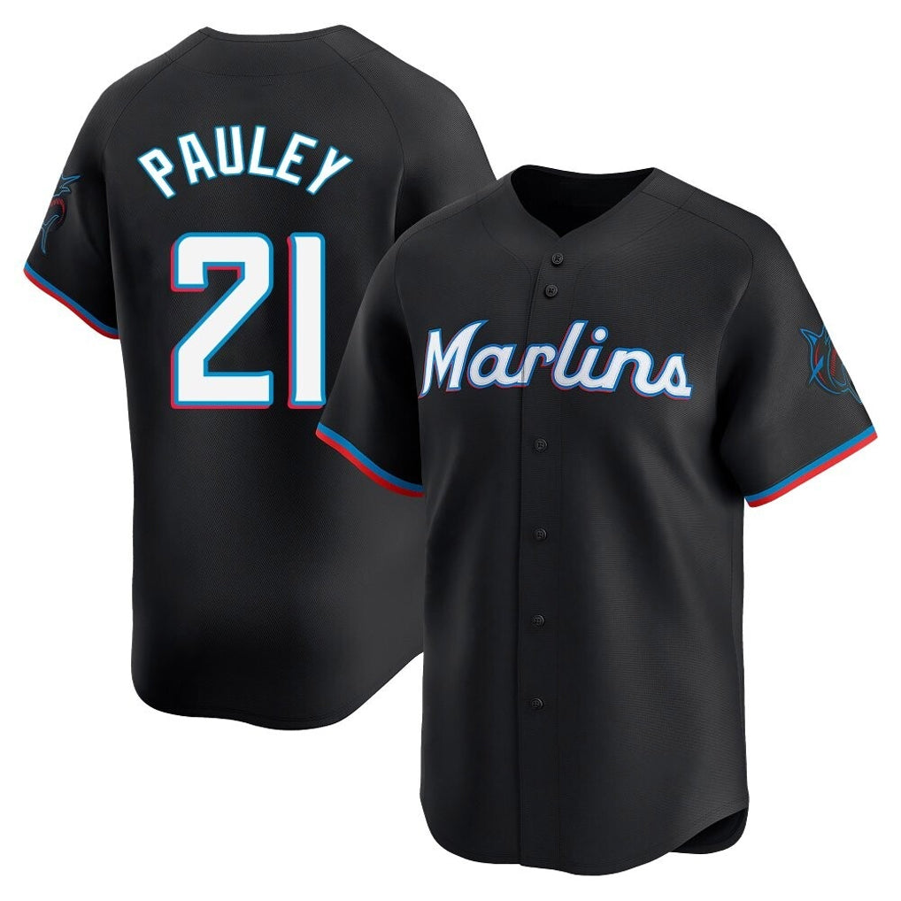 M.Marlins #21 Graham Pauley Player Black  Home Limited Ddoa Stitched Jerseys