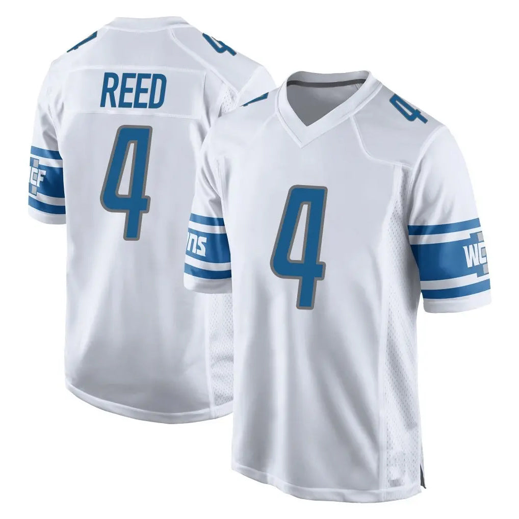 D.Lions #4 D.J. Reed Player White Home Game Ddoa Stitched Jerseys