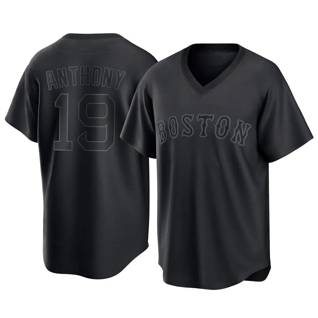 B.Red Sox #19 Roman Anthony Player Black T-shirt Home Game Ddoa Stitched Jerseys