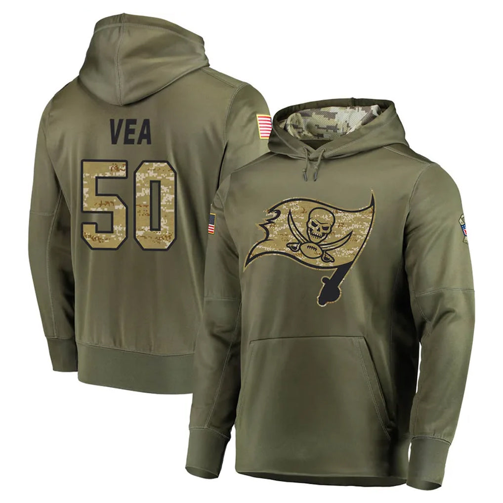 TB.Buccaneers #50 Vita Vea Player Olive Salute to Service Pullover Hoodie Home Game Ddoa Stitched Jerseys
