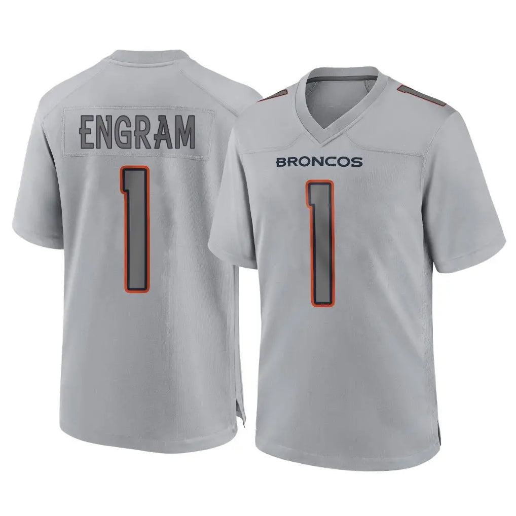 D.Broncos #1 Evan Engram Player Gray Atmosphere Fashion Limited Game Ddoa Stitched Jerseys