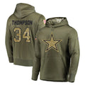 D.Cowboys #34 Jalen Thompson Player Olive Salute to Service Pullover Hoodies Home Game Ddoa Stitched Jerseys