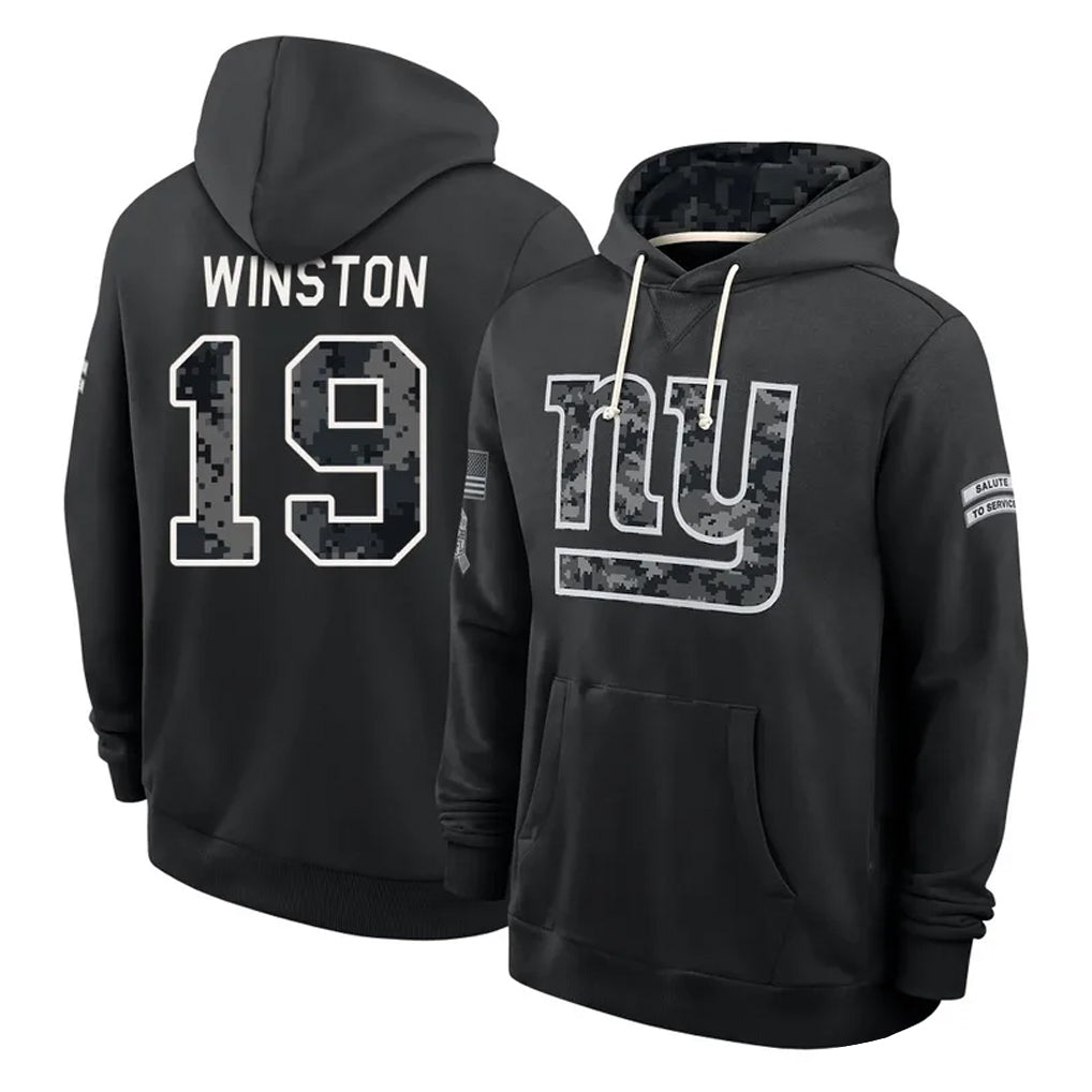 NY.Giants #19 Jameis Winston Player 2026 Black Logo Pullover Hoodies Limited Game Ddoa Stitched Jerseys