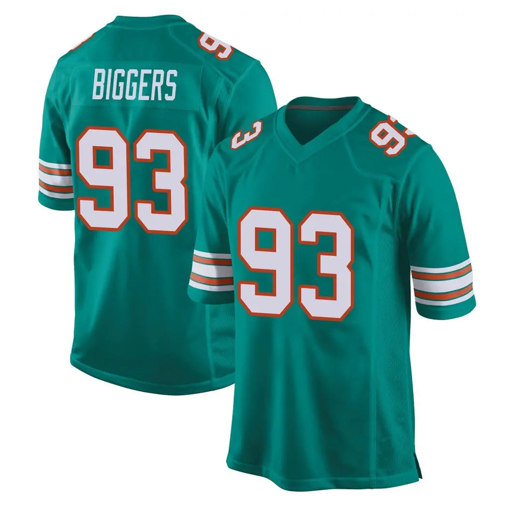 M.Dolphins #93 Zeek Biggers Player Aqua Alternate Home Game Ddoa Stitched Jerseys