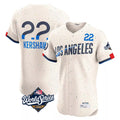 LA.Dodgers #22 Clayton Kershaw Player Cream World Series City Connect Limited Elite Home Ddoa Stitched Jerseys