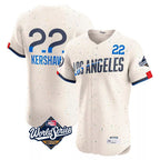 LA.Dodgers #22 Clayton Kershaw Player Cream World Series City Connect Limited Elite Home Ddoa Stitched Jerseys