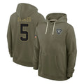 LV.Raiders #5 Eric Stokes Player Olive Salute to Service Pullover Hoodies Limited Ddoa Stitched Jerseys