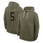 LV.Raiders #5 Eric Stokes Player Olive Salute to Service Pullover Hoodies Limited Ddoa Stitched Jerseys