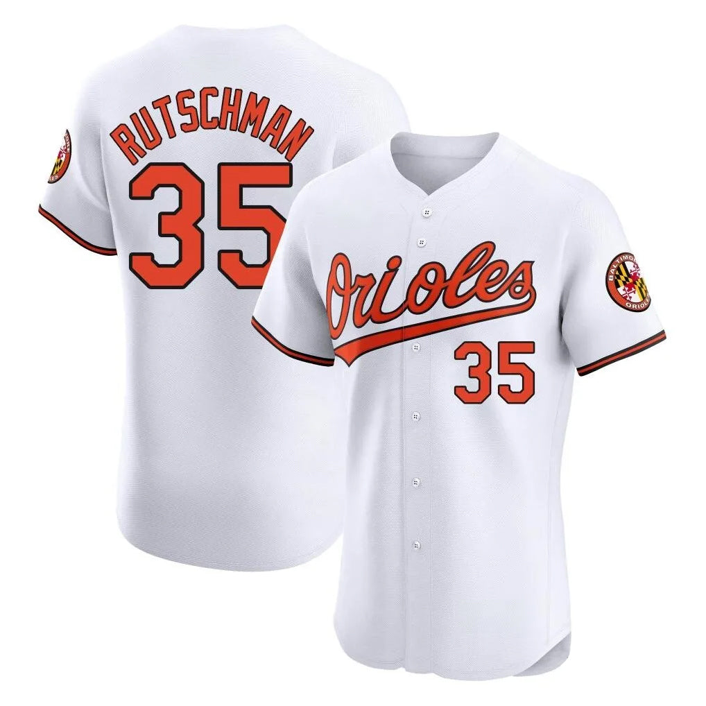 B.Orioles #35 Adley Rutschman Player White Limited Elite Home Game Ddoa Stitched Jerseys
