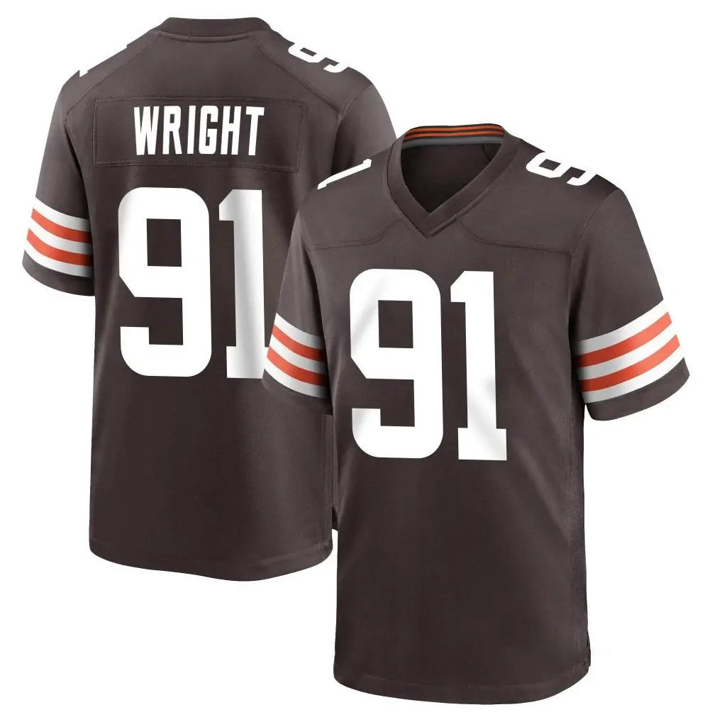 C.Browns #91 Alex Wright Player Brown Home Game Ddoa Stitched Jerseys