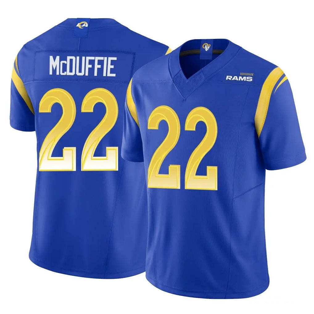 LA.Rams #22 Trent McDuffie Player Royal Limited Vapor F.U.S.E. Home Game Ddoa Stitched Jerseys