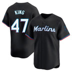 M.Marlins #47 John King Player Black  Home Limited Ddoa Stitched Jerseys