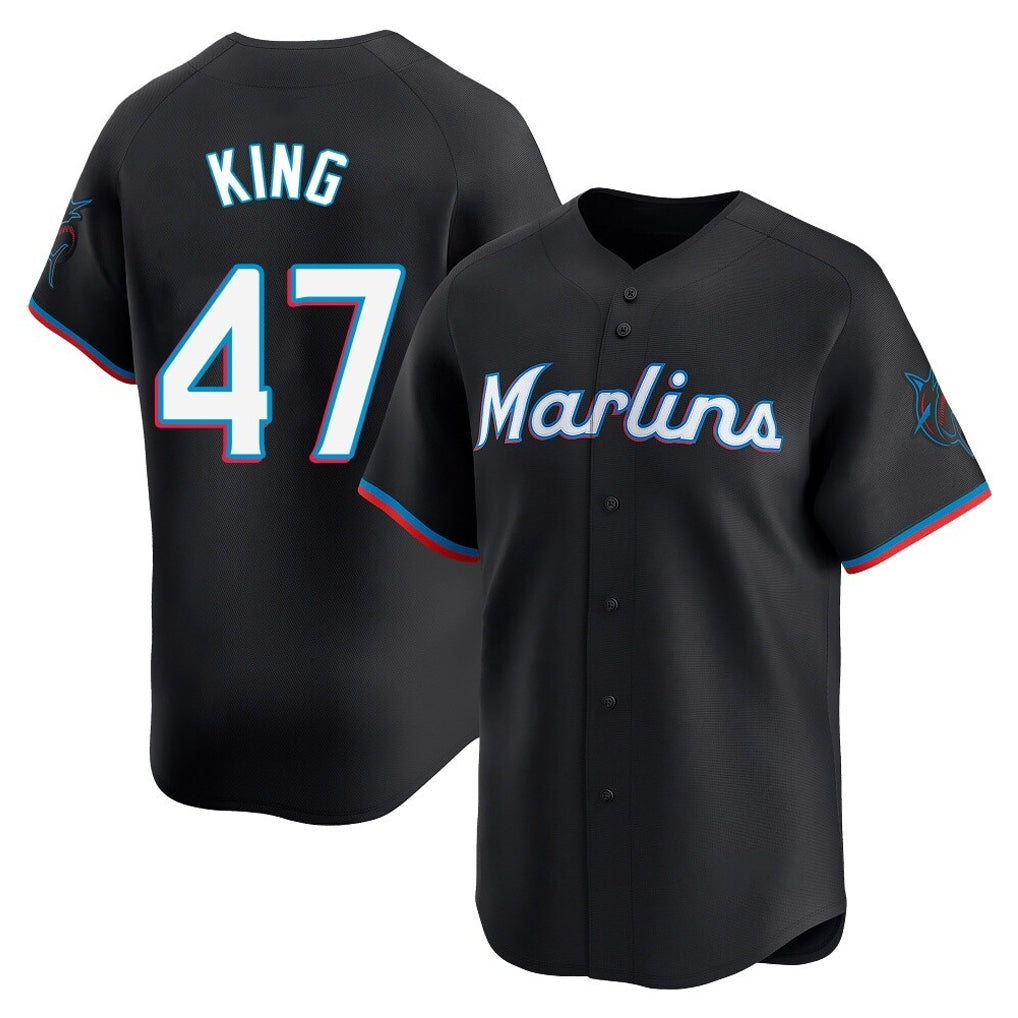 M.Marlins #47 John King Player Black  Home Limited Ddoa Stitched Jerseys