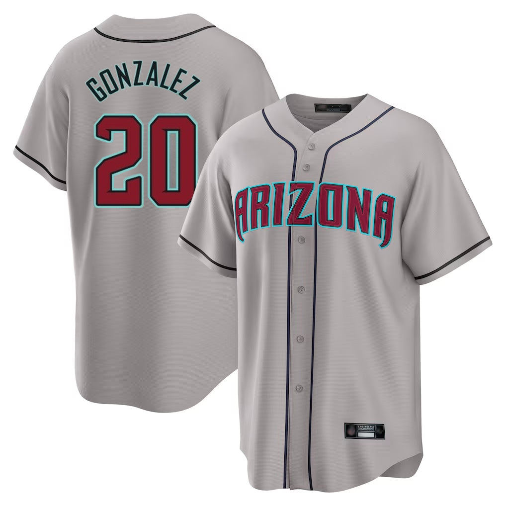 A.Diamondbacks #20 Luis Gonzalez Player Gray Road Home Game Ddoa Stitched Jerseys