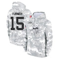 M.Vikings #15 Dallas Turner Player Arctic Camo Salute to Service Pullover Hoodies Limited Game Ddoa Stitched Jerseys