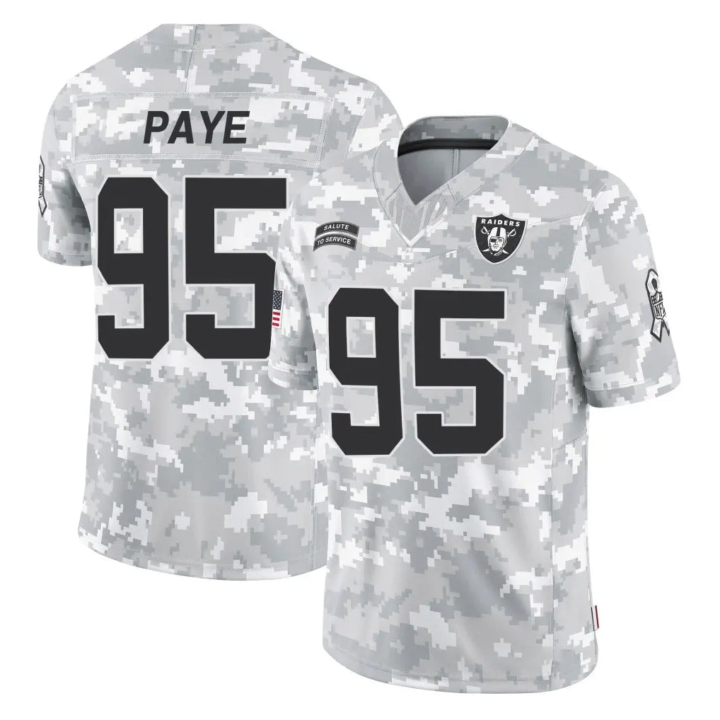 LV.Raiders #95 Kwity Paye Player Arctic Camo Salute To Service Limited Game Stitched Jerseys