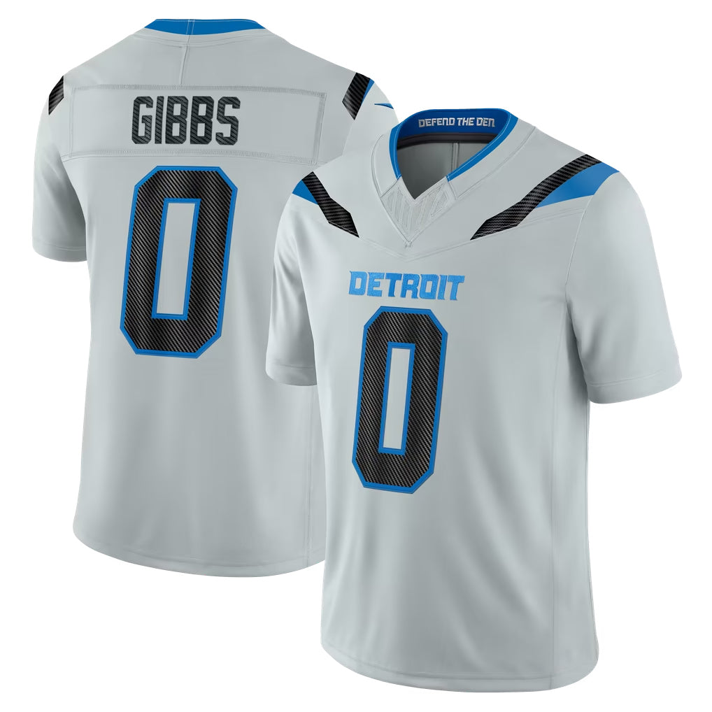 D.Lions #0 Jahmyr Gibbs Player Silver Limited 2026 Rivalries Collection Home Game Ddoa Stitched Jerseys