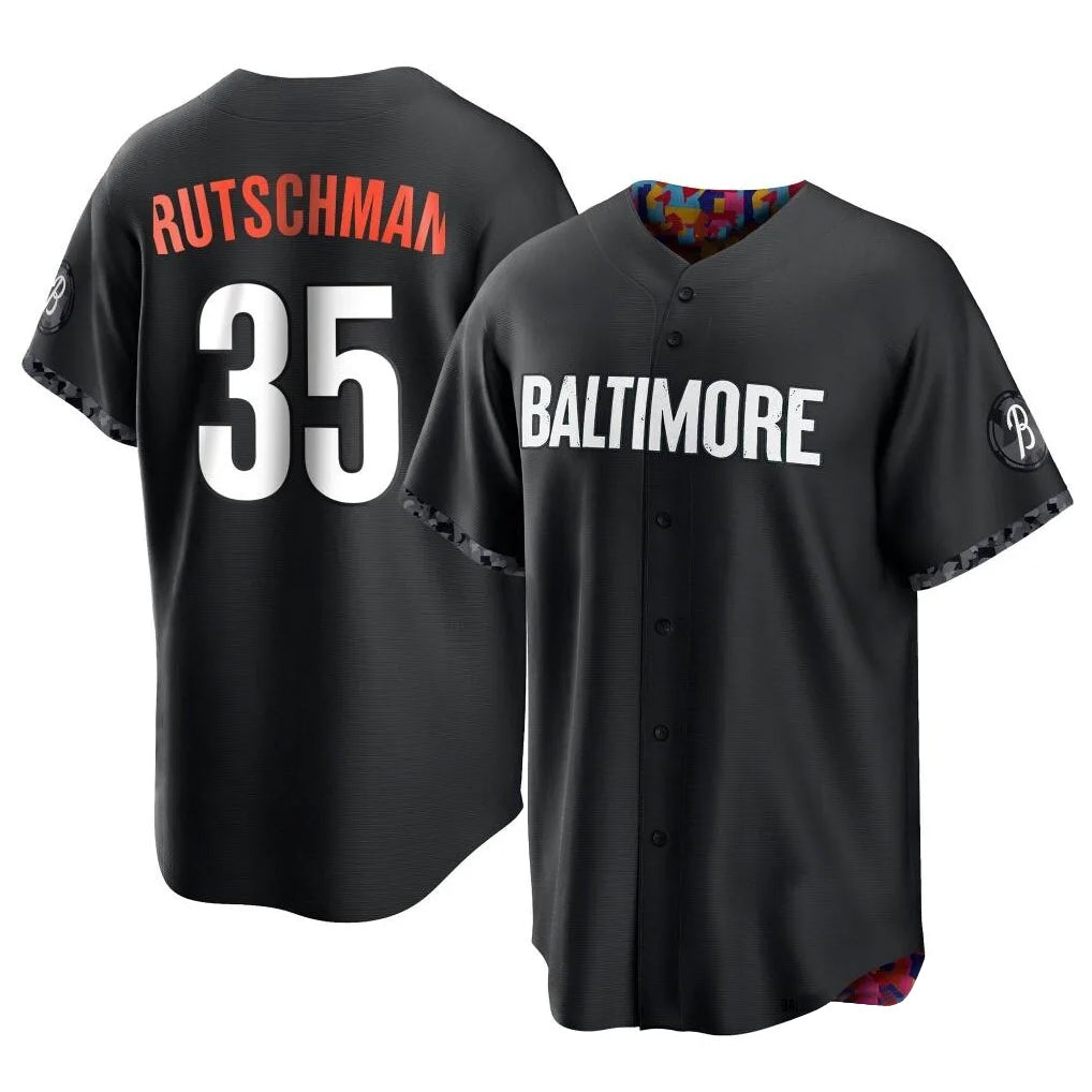B.Orioles #35 Adley Rutschman Player Black City Connect Home Game Ddoa Stitched Jerseys