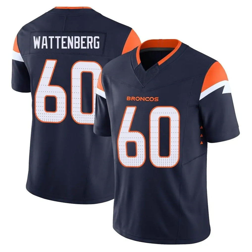 D.Broncos #60 Luke Wattenberg Player Navy Limited Vapor F.U.S.E. Home Game Ddoa Stitched Jerseys