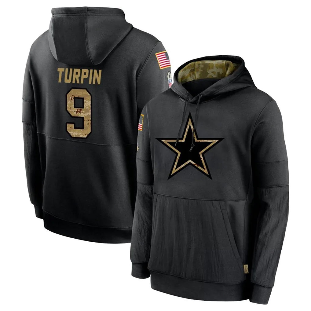 D.Cowboys #9 KaVontae Turpin Player Black Salute to Service Pullover Hoodies Limited Ddoa Stitched Jerseys