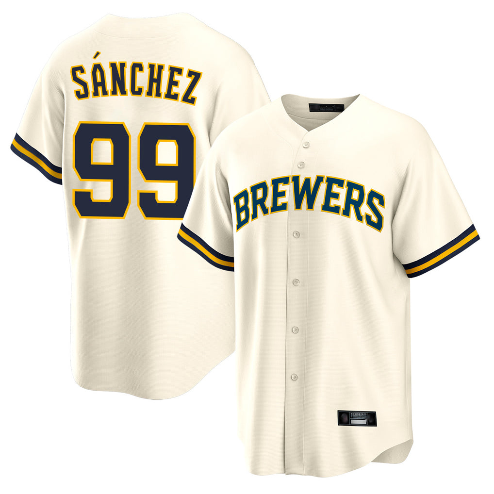 M.Brewers #99 Gary Sanchez Player Cream Home Game Ddoa Stitched Jerseys