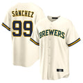 M.Brewers #99 Gary Sanchez Player Cream Home Game Ddoa Stitched Jerseys
