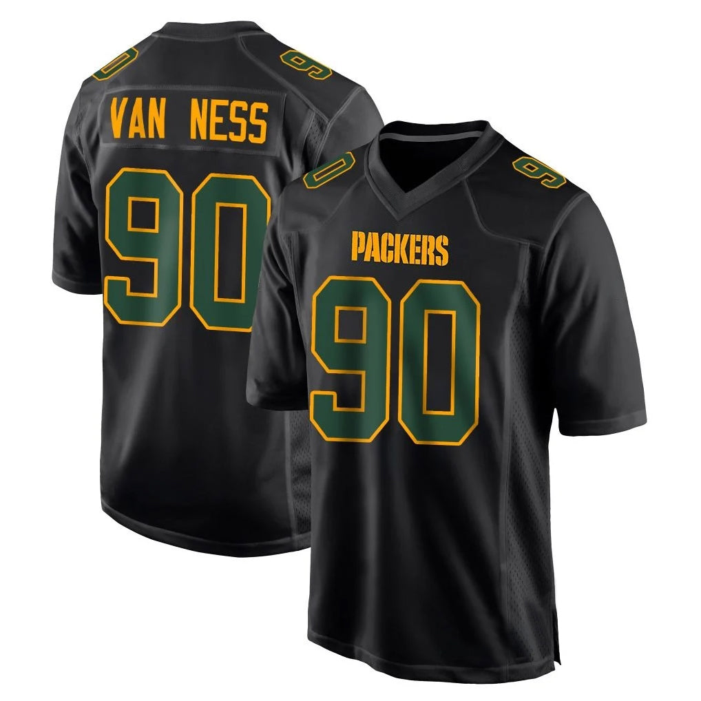 GB.Packers #90 Lukas Van Ness Player Black Fashion Home Game Ddoa Stitched Jerseys