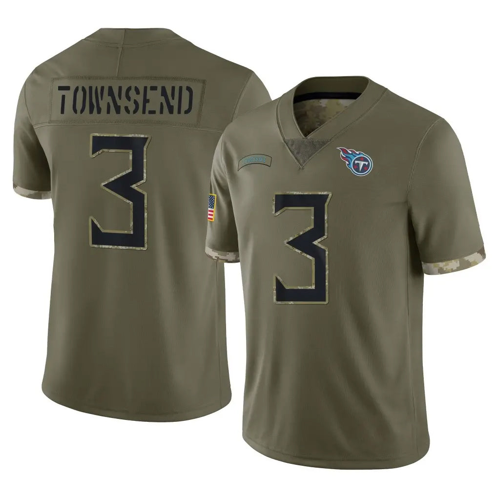 T.Titans #3 Tommy Townsend Player Olive Limited Salute to Service Home Game Ddoa Stitched Jerseys