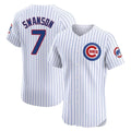 C.Cubs #7 Dansby Swanson Player White Limited Elite Home Game Ddoa Stitched Jerseys